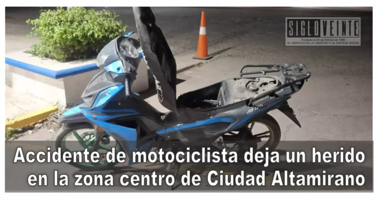 Accidente de motociclista deja un herido en la zona centro de Ciudad Altamirano