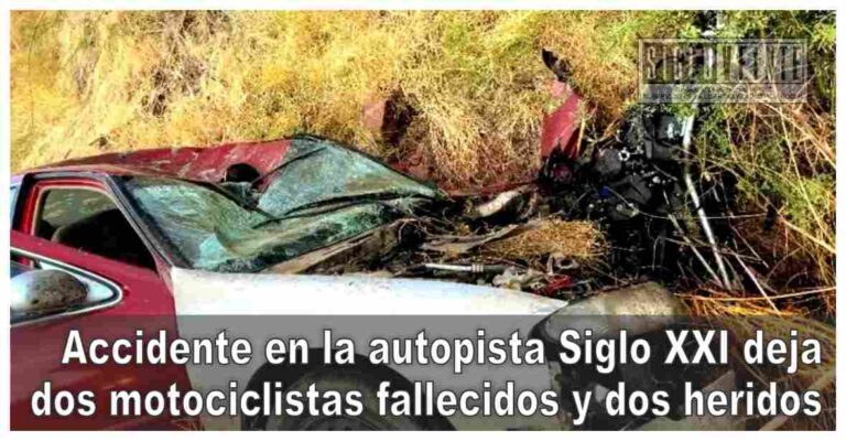 Accidente en la autopista Siglo XXI deja dos motociclistas fallecidos y dos heridos