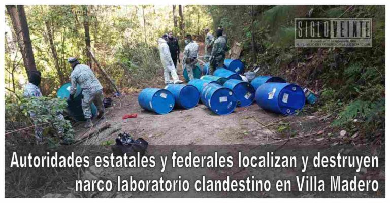 Autoridades estatales y federales localizan y destruyen narco laboratorio clandestino en Villa Madero