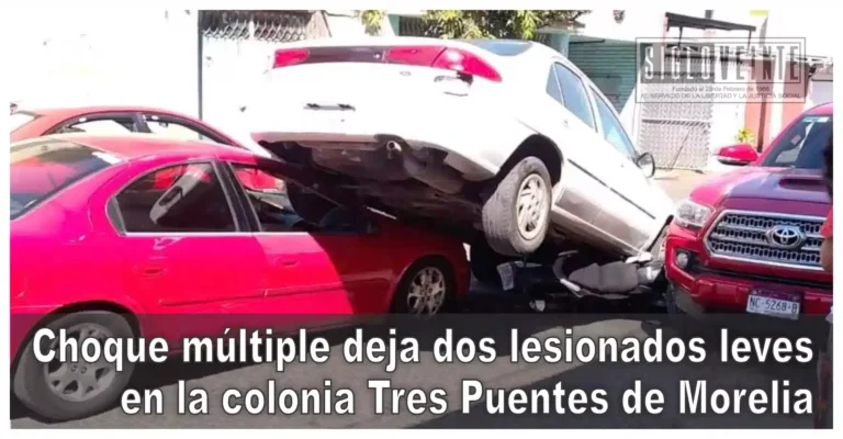 Choque múltiple deja dos lesionados leves en la colonia Tres Puentes de Morelia