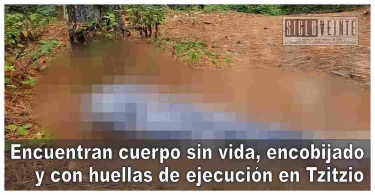 Encuentran cuerpo sin vida, encobijado y con huellas de ejecución en Tzitzio