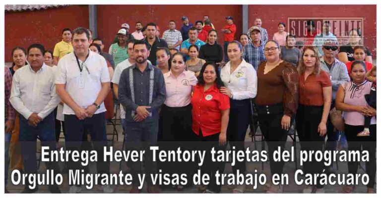 Entrega Hever Tentory tarjetas del programa Orgullo Migrante y visas de trabajo en Carácuaro