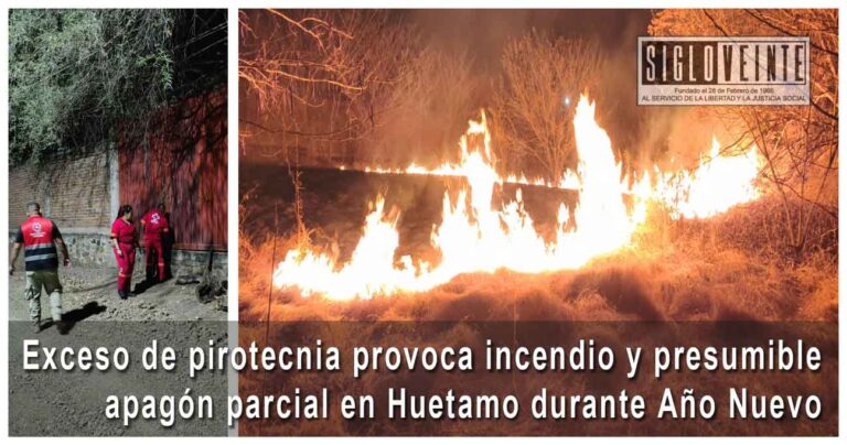 Exceso de pirotecnia provoca incendio y presumible apagón parcial en Huetamo durante Año Nuevo