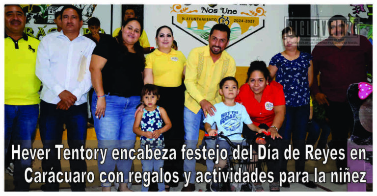 Hever Tentory encabeza festejo del Día de Reyes en Carácuaro con regalos y actividades para la niñez