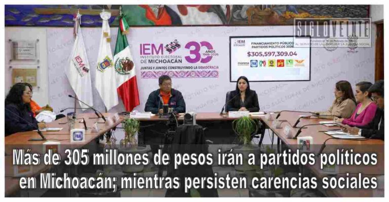Más de 305 millones de pesos irán a partidos políticos en Michoacán; mientras persisten carencias sociales