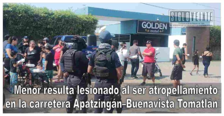 Menor resulta lesionado al ser atropellamiento en la carretera Apatzingán–Buenavista Tomatlán