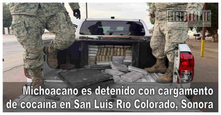 Michoacano es detenido con cargamento de cocaína en San Luis Río Colorado, Sonora