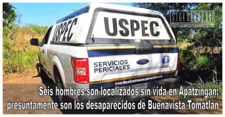 Seis hombres son localizados sin vida en Apatzingán; presuntamente son los desaparecidos de Buenavista Tomatlán