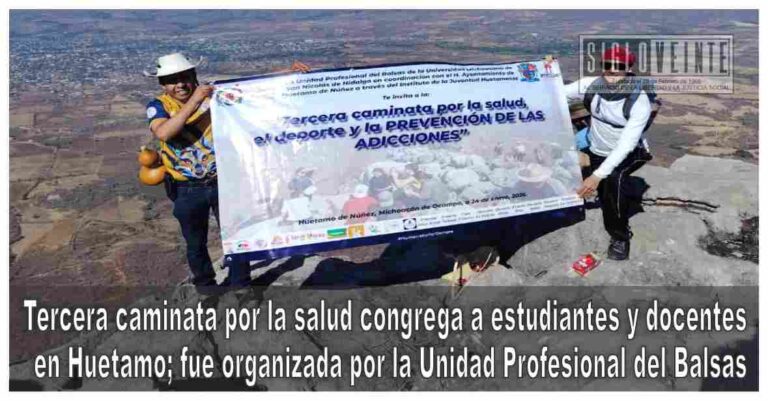 Tercera caminata por la salud congrega a estudiantes y docentes en Huetamo; fue organizada por la Unidad Profesional del Balsas