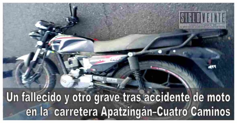 Un fallecido y otro grave tras accidente de moto en la  carretera Apatzingán–Cuatro Caminos