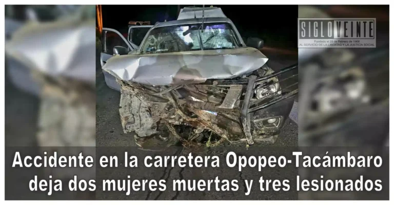 Accidente en la carretera Opopeo-Tacámbaro deja dos mujeres muertas y tres lesionados