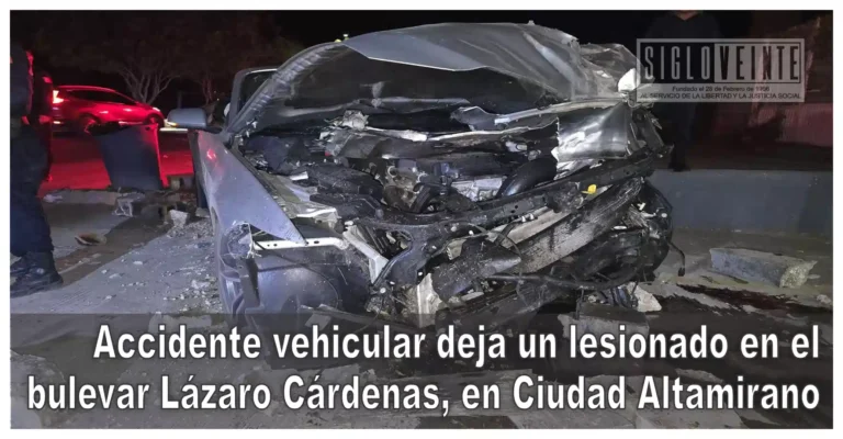 Accidente vehicular deja un lesionado en el bulevar Lázaro Cárdenas, en Ciudad Altamirano