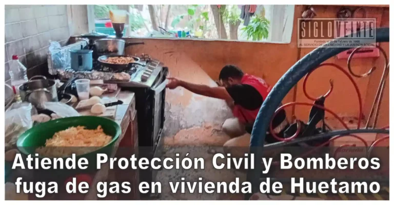 Atiende Protección Civil y Bomberos fuga de gas en vivienda de Huetamo