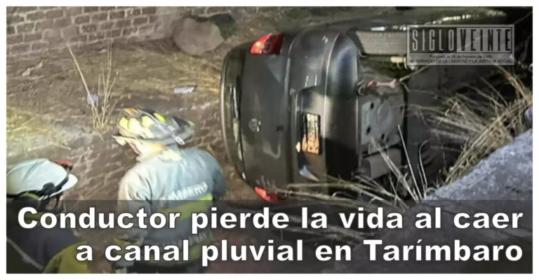 Conductor pierde la vida al caer a canal pluvial en Tarímbaro