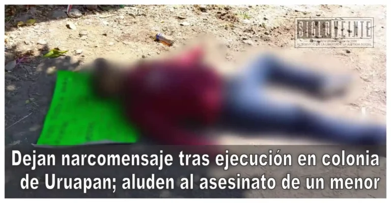 Dejan narcomensaje tras ejecución en colonia de Uruapan; aluden al asesinato de un menor