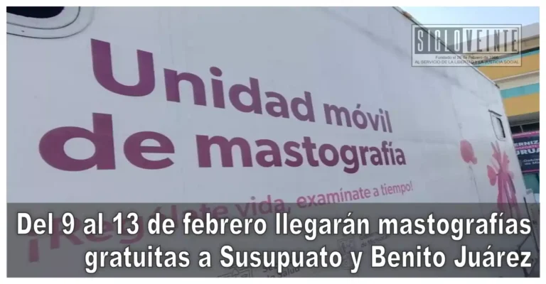 Del 9 al 13 de febrero llegarán mastografías gratuitas a Susupuato y Benito Juárez