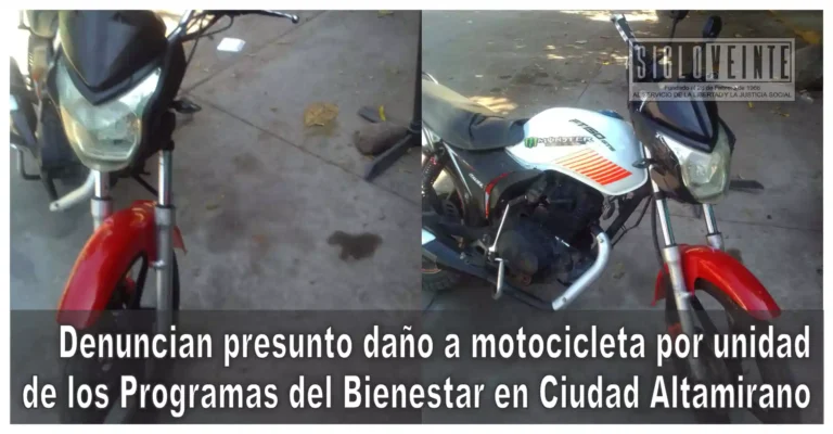 Denuncian presunto daño a motocicleta por unidad de los Programas del Bienestar en Ciudad Altamirano