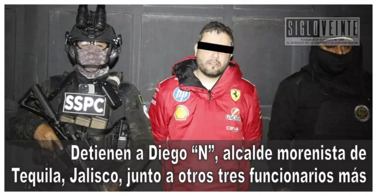 Detienen a Diego “N”, alcalde morenista de Tequila, Jalisco, junto a otros tres funcionarios más