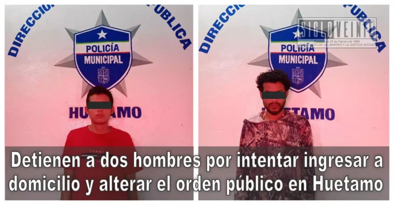 Detienen a dos hombres por intentar ingresar a domicilio y alterar el orden público en Huetamo