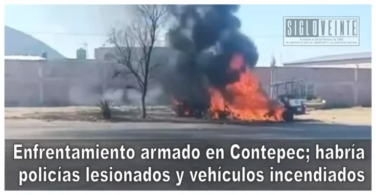 Enfrentamiento armado en Contepec; habría policías lesionados y vehículos incendiados