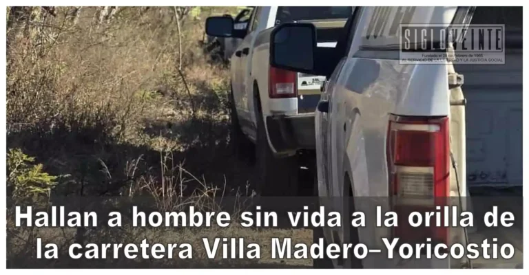 Hallan a hombre sin vida a la orilla de la carretera Villa Madero–Yoricostio