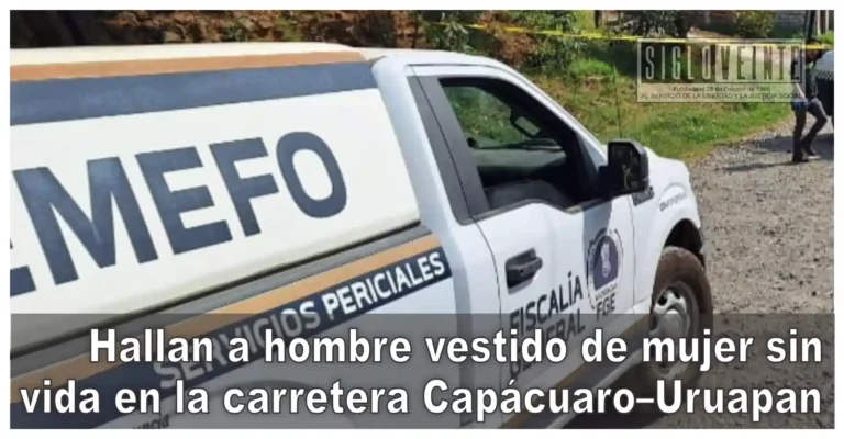Hallan a hombre vestido de mujer sin vida en la carretera Capácuaro–Uruapan
