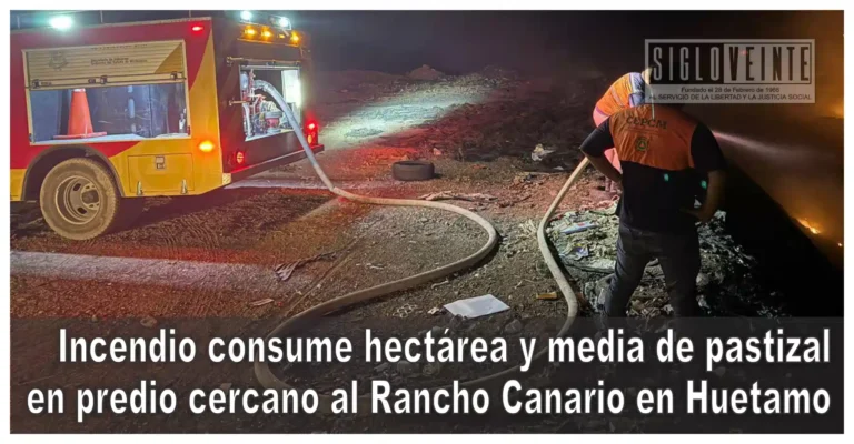 Incendio consume hectárea y media de pastizal en predio cercano al Rancho Canario en Huetamo