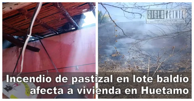 Incendio de pastizal en lote baldío afecta a vivienda en Huetamo