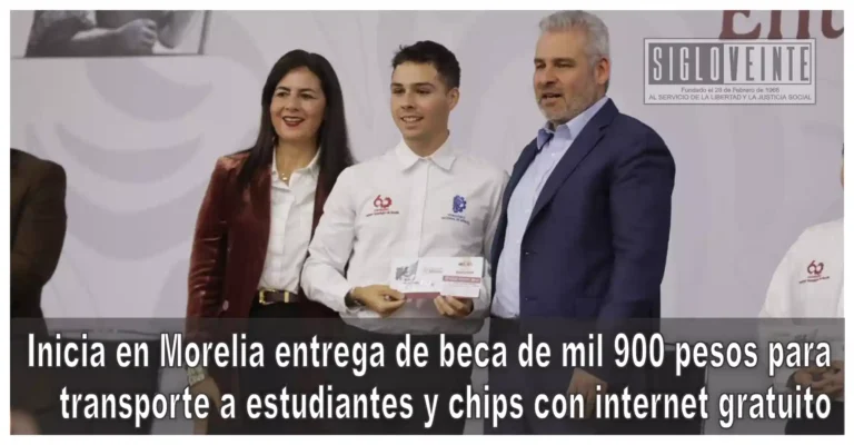 Inicia en Morelia entrega de beca de mil 900 pesos para transporte a estudiantes y chips con internet gratuito