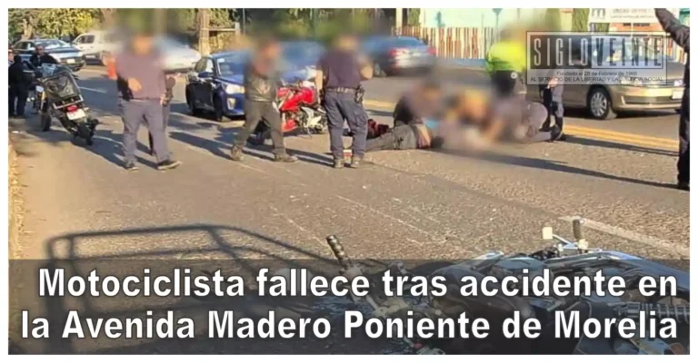 Motociclista fallece tras accidente en avenida Madero Poniente de Morelia