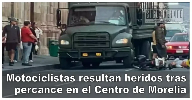 Motociclistas resultan heridos tras percance en el Centro de Morelia