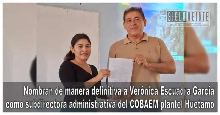 Nombran de manera definitiva a Verónica Escuadra García como subdirectora administrativa del COBAEM plantel Huetamo