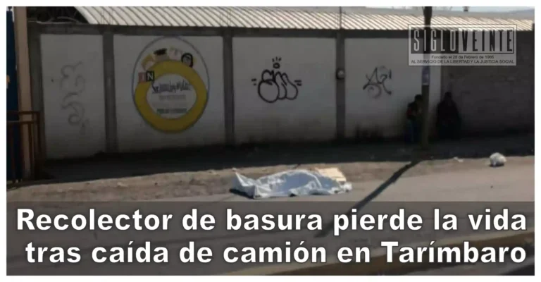 Recolector de basura pierde la vida tras caída de camión en Tarímbaro