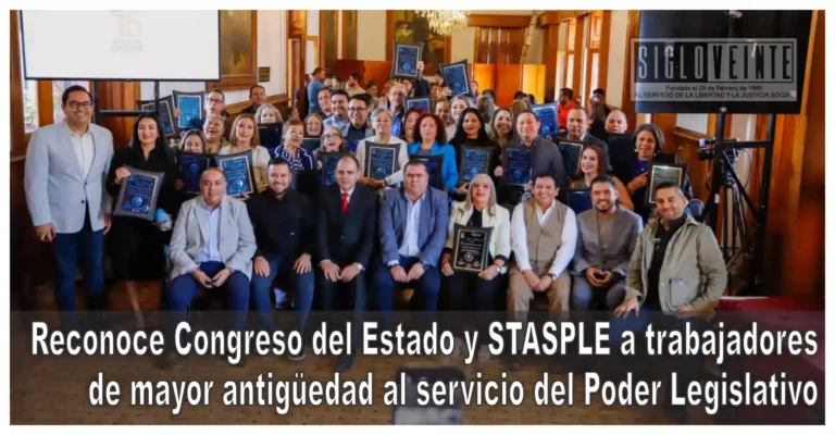 Reconoce Congreso del Estado y STASPLE a trabajadores mayor antigüedad al servicio del Poder Legislativo