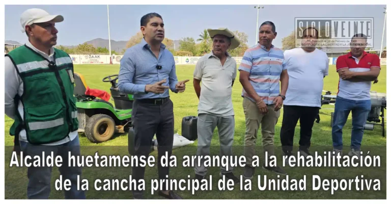 Alcalde huetamense da arranque a la rehabilitación de la cancha principal de la Unidad Deportiva; permanecerá cerrada 28 días
