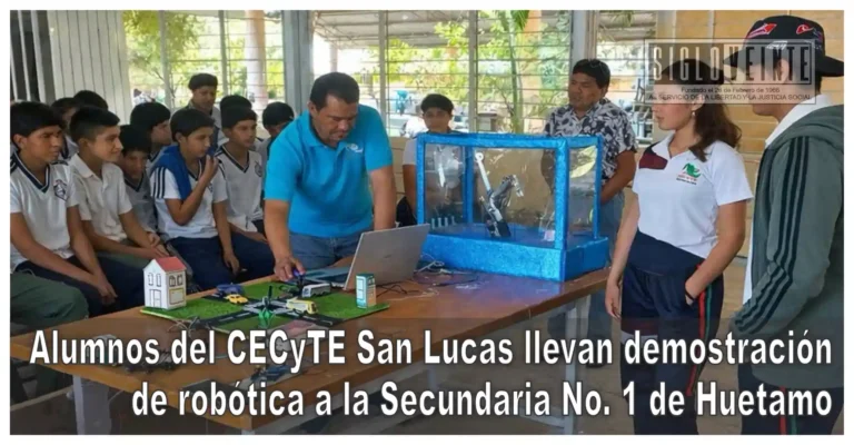 Alumnos del CECyTE San Lucas llevan demostración de robótica a la Secundaria No. 1 de Huetamo