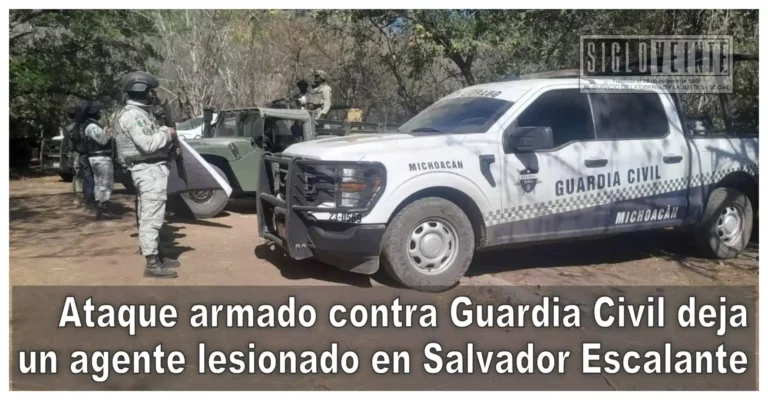 Ataque armado contra Guardia Civil deja un agente lesionado en Salvador Escalante