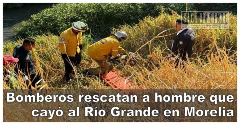 Bomberos rescatan a hombre que cayó al Río Grande en Morelia