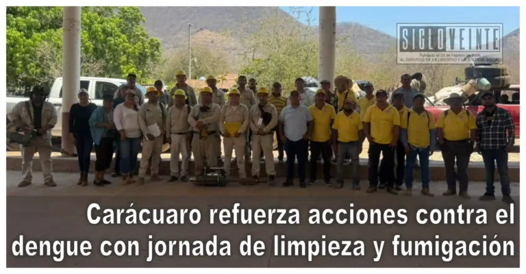 Carácuaro refuerza acciones contra el dengue con jornada de limpieza y fumigación