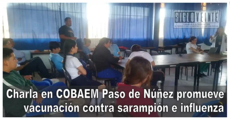 Charla en COBAEM Paso de Núñez promueve vacunación contra sarampión e influenza