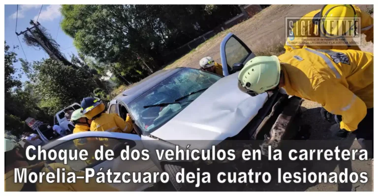 Choque de dos vehículos en la carretera Morelia–Pátzcuaro deja cuatro lesionados