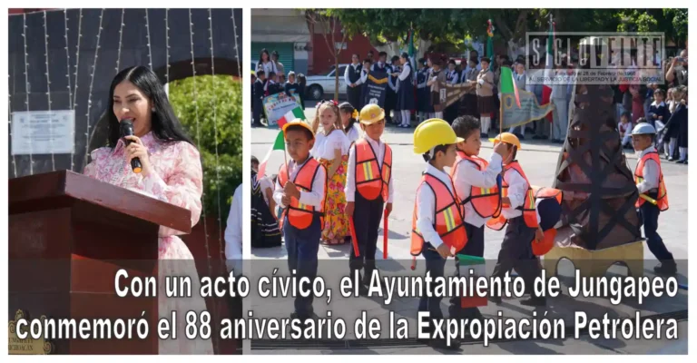 Con un acto cívico, el Ayuntamiento de Jungapeo conmemoró el 88 aniversario de la Expropiación Petrolera