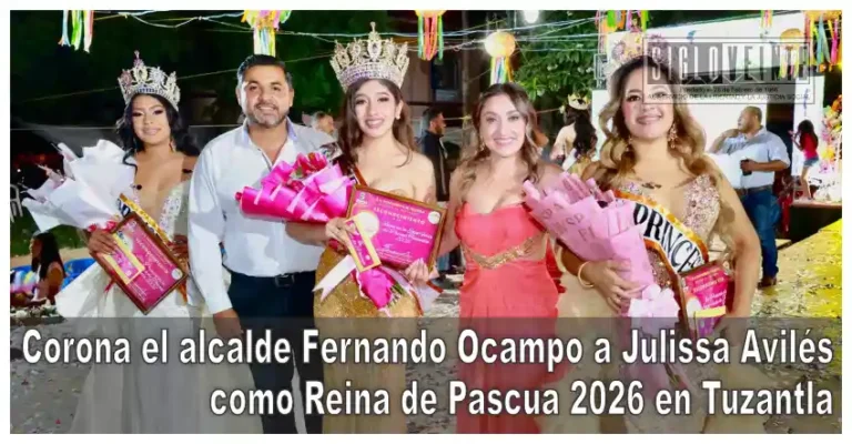 Coronan el alcalde fernando Ocampo a Julissa Avilés como Reina de Pascua 2026 en Tuzantla