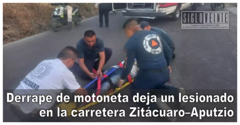 Derrape de motoneta deja un lesionado en la carretera Zitácuaro–Aputzio