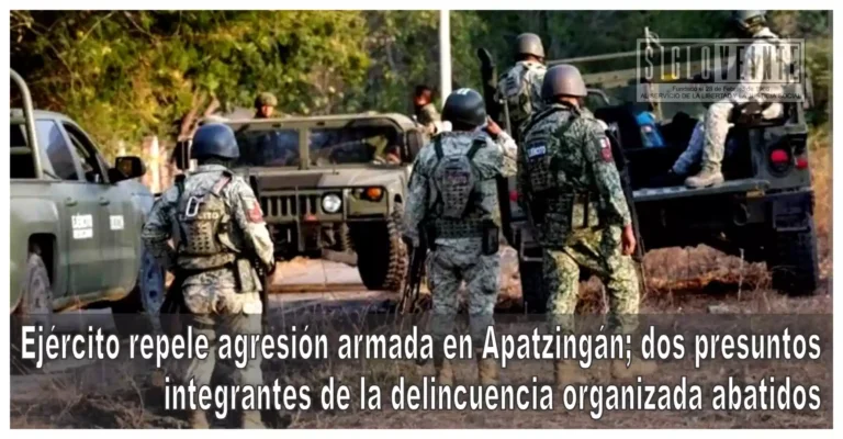 Ejército repele agresión armada en Apatzingán; dos presuntos integrantes de la delincuencia organizada abatidos