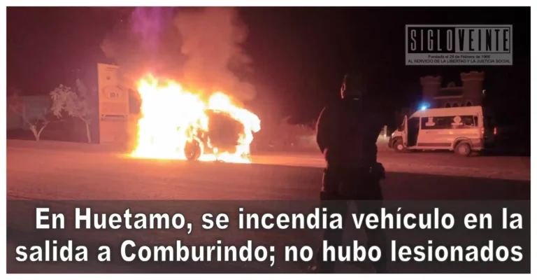 En Huetamo, se incendia vehículo en la salida a Comburindo; no hubo lesionados
