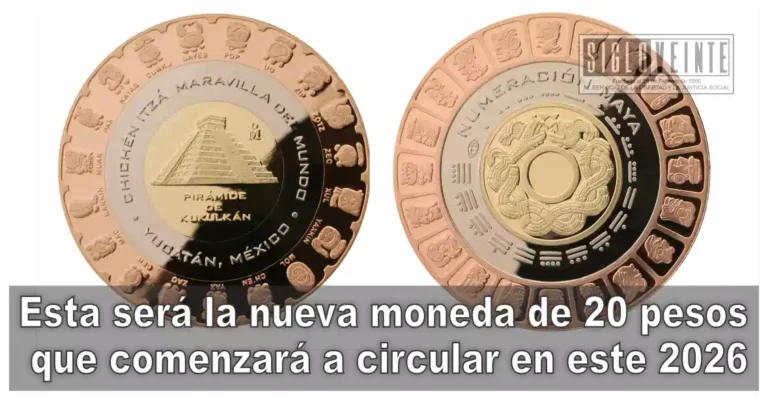 Esta será la nueva moneda de 20 pesos que comenzará a circular en este 2026
