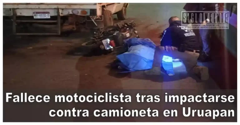 Fallece motociclista tras impactarse contra camioneta en Uruapan
