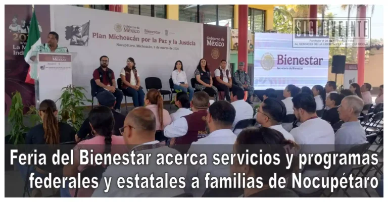 Feria del Bienestar acerca servicios y programas federales y estatales a familias de Nocupétaro