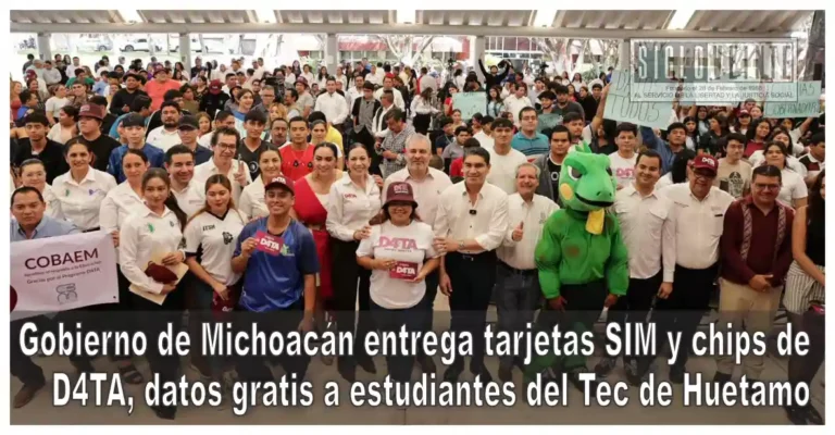 Gobierno de Michoacán entrega tarjetas SIM y chips de D4TA, datos gratis a estudiantes del Tec de Huetamo